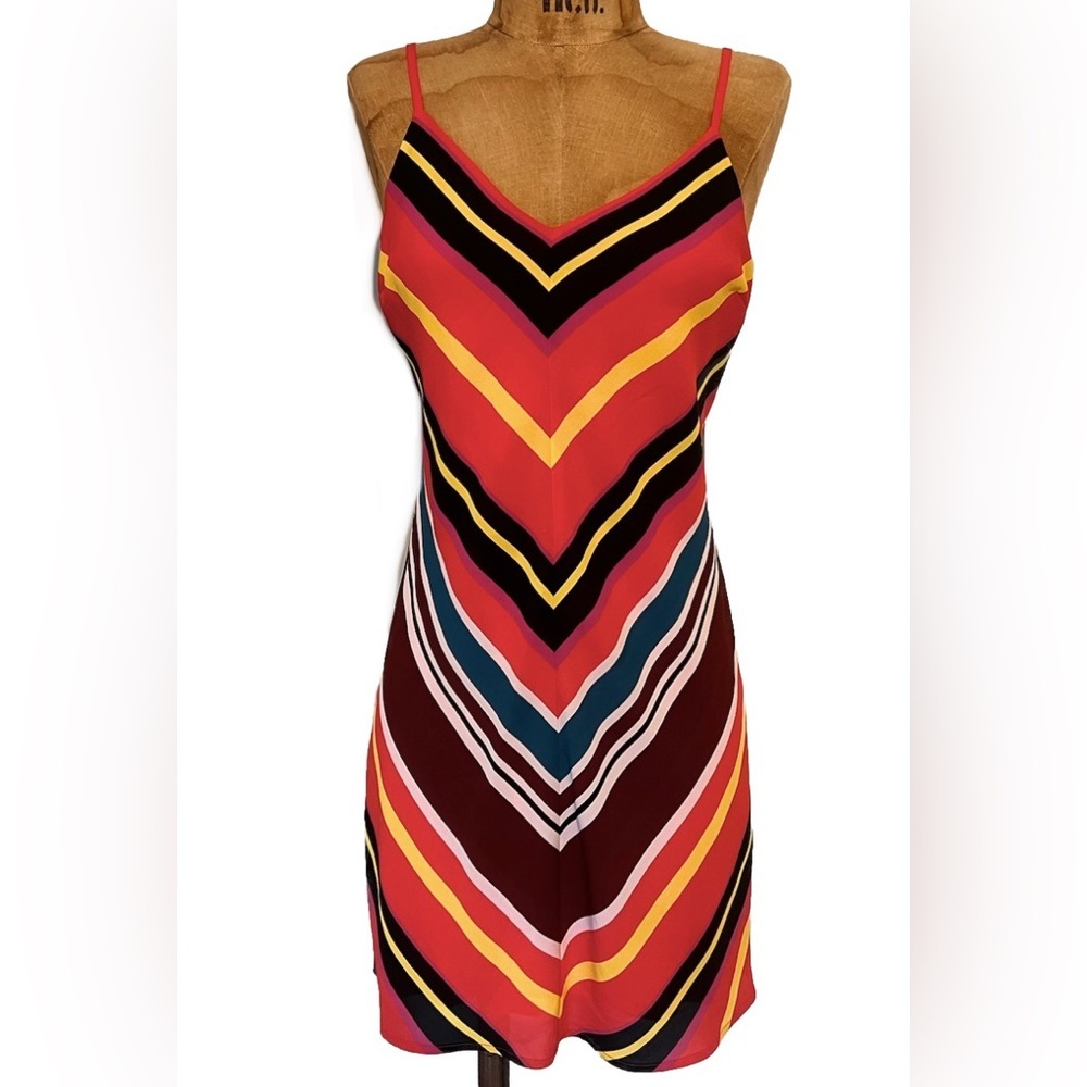 Express Orange and Blue Spaghetti Strap Slip Dress EUC S - Picture 2 of 9
